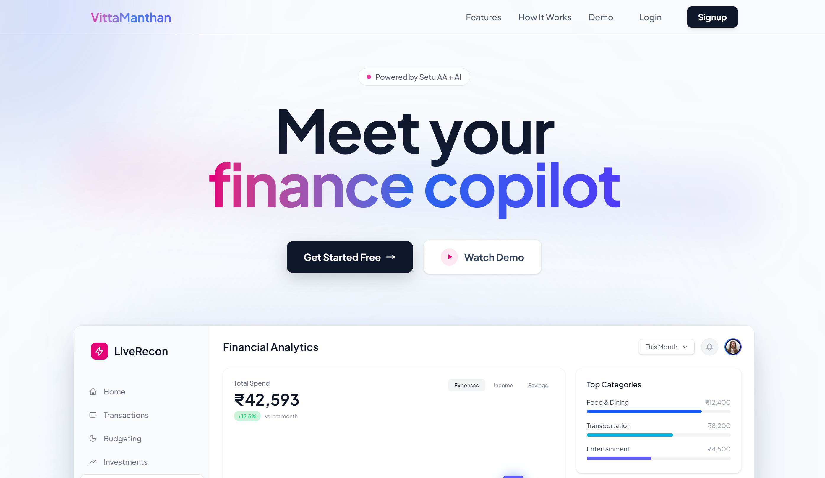 VittaManthan — finance copilot dashboard